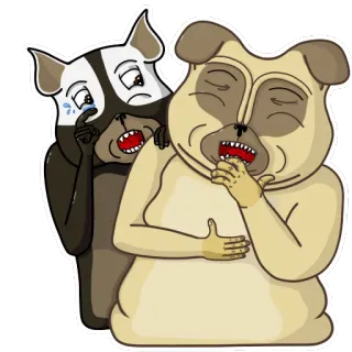 😆 anjing, pug, binatang, kartun, sedih, menangis telegram sticker