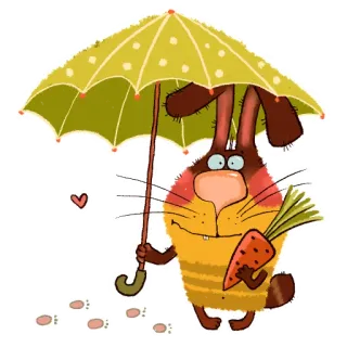 🤗 lapin, lapin, parapluie, carotte, mignon, animal, autocollant telegram sticker