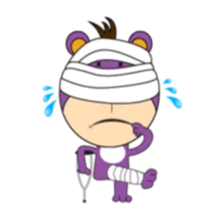 🤕 Cartoon, Verletzung, Verletzt, Verband, Traurig, Weinen telegram sticker