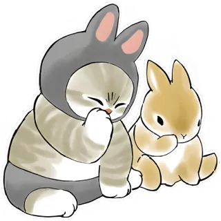 🤭 고양이, 새끼 고양이, 토끼, 토끼, 귀여운, 동물, 애완 동물, 사랑스러운 telegram sticker