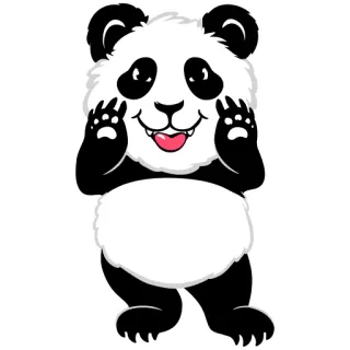 😜 Panda, Zwierzę, Słodki, Kreskówka, Naklejka, Ssak telegram sticker