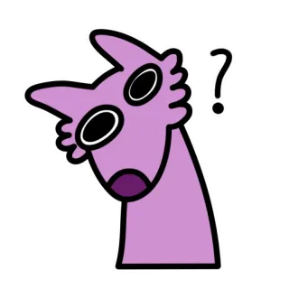 ❓ dessin animé, point d'interrogation, animal, violet, drôle, confus, mème telegram sticker
