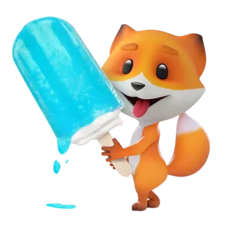 🍦 zorro, paleta, helado, dibujo animado, animal, golosina whatsapp sticker