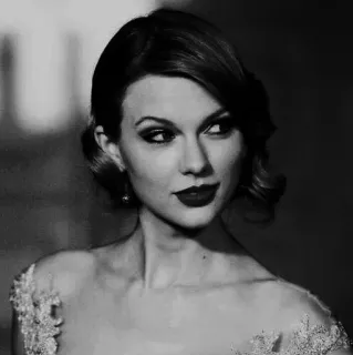 🕸 Taylor Swift Retrato, Cantante, Mujer, Celebridad, Blanco y negro, Taylor Swift telegram sticker