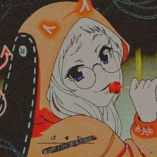 ❤️ 身边的人们都离开我吧 Аниме, Девушка, Толстовка, Леденец, Каваи, Японский telegram sticker