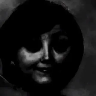 😞 flippant, effrayant, sombre, niveaux de gris, horreur, visage telegram sticker