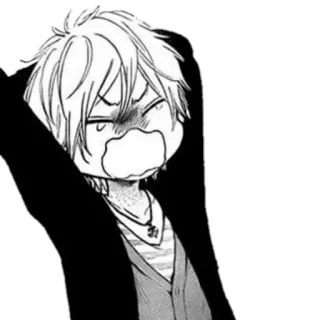 🪁 อนิเมะ, มังงะ, ตัวละคร, ขาวดำ, เด็กผู้ชาย telegram sticker