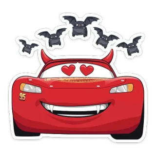 😍 Lightning McQueen Cars mobil, lightning mcqueen, disney, halloween, setan, kelelawar, kartun, animasi telegram sticker