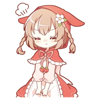 😒 fofo, desenho animado, menina, chapeuzinho vermelho, anime, adesivo, kawaii telegram sticker