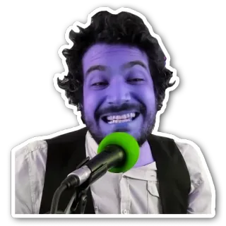 😬 Mann, Mikrofon, Podcast, Interview, Ausdruck, Audio telegram sticker