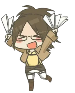 🎉 Hange Zoe Attack on Titan anime, manga, l'attaque des titans, hange zoe, chibi telegram sticker