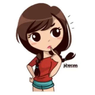 🌻 Hmm cartoon, girl, thinking, hmm telegram sticker