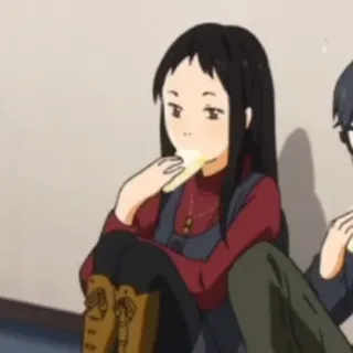 🎹 Anime, Chica, Comiendo, Sentada, Interior whatsapp sticker