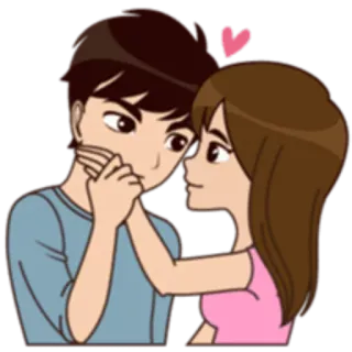 🤝 couple, amour, romance, affection, dessin animé, autocollant telegram sticker