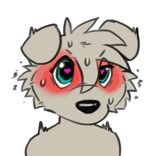 😍 furry, dog, flushed, blushing, hearts, cute, anthro, cartoon whatsapp sticker