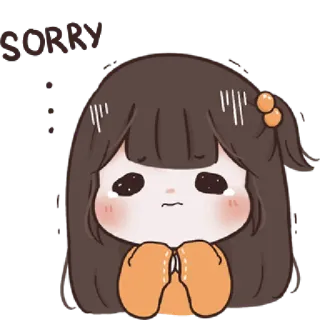 🤪 SORRY desculpa, desculpe, desenho animado, fofo, menina, implorando, suplicando telegram sticker