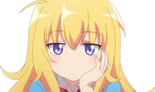 🙁 Gabriel White Tenma Gabriel DropOut 애니메이션, 캐릭터, 금발, 여자, 귀여운, 가브릴 드롭아웃 telegram sticker