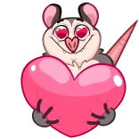 ❤️ 주머니쥐, 하트, 사랑, 동물, 귀여운, 만화 whatsapp sticker