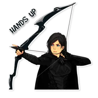 🤚 HANDS UP pemanah, anak panah, busur, senjata, fantasi, karakter, gadis telegram sticker