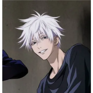 🙂 Gojo Satoru Jujutsu Kaisen Anime, Gojo Satoru, Jujutsu Kaisen, cheveux blancs, souriant telegram sticker