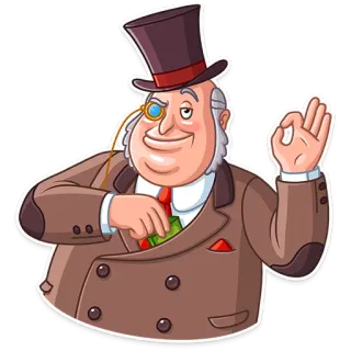 👌 부자, 돈, 외알경, 만화, 빈티지, 유복한, 성공 telegram sticker