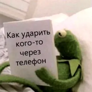 🙄 Kermit Как ударить кого-то через телефон Kermit, meme, russian, book, humor, phone whatsapp sticker