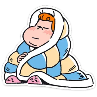 😒 kartun, selimut, mengantuk, nyaman, santai, hangat telegram sticker