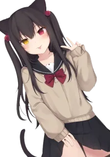 🐱 Anime, Neko, Đồng phục học sinh, Dễ thương, Cô gái, Kawaii telegram sticker