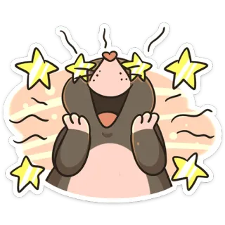 🤩 モグラ, 動物, 星, 漫画, かわいい, 幸せ, 風変わり telegram sticker