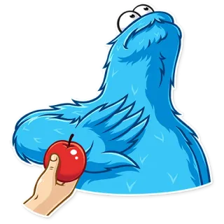 🍎 Cookie Monster Sesame Street krümelmonster, sesamstrasse, apfel, essen, monster, cartoon telegram sticker