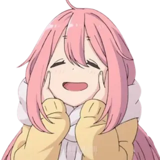 🥰 Nadeshiko Kagamihara Yuru Camp Anime, Süß, Mädchen, Glücklich, Fröhlich, Entspannend telegram sticker
