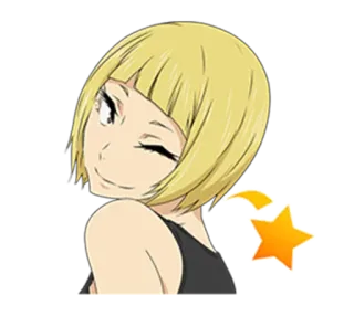 😉 アニメガール, 金髪, ウインク, カートゥーン, キャラクター telegram sticker