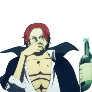 🥃 Shanks One Piece anime, one piece, shanks, pirate, red hair, alcohol telegram sticker