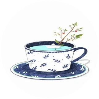 🌸 чайная чашка, бумажный кораблик, растение, иллюстрация, посуда для напитков telegram sticker