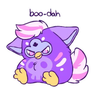 😠 boo-dah furby, purple, cartoon, cute telegram sticker