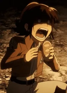 โบ๏ธ Sasha Braus Attack on Titan anime, attack on titan, sasha braus, food, military uniform telegram sticker