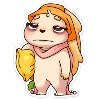 😴 Мультфильм, Персонаж, Сонный, Лимон, Уставший, Грустный whatsapp sticker