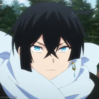 ♟ Anime, Charakter, Porträt, Blaue Augen, Schwarze Haare telegram sticker