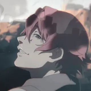 🪶 anime, smiling, pink hair, portrait whatsapp sticker
