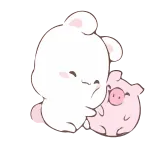 🤗 귀여운, 토끼, 돼지, 동물, 우정, 만화, 카와이 telegram sticker