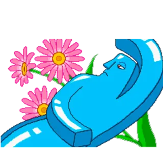 👤 bunga, karakter biru, berbunga, kartun, abstrak telegram sticker