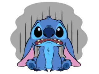 😨 Stitch Lilo & Stitch สีฟ้า, มนุษย์ต่างดาว, น่ารัก, เศร้า, ดิสนีย์ whatsapp sticker