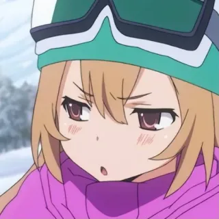🤎 Taiga Aisaka Toradora! anime, cute, winter, girl, skiing, embarrassed, tsundere telegram sticker