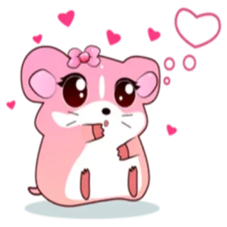 😍 hamster, cute, pink, hearts, kawaii, cartoon, adorable telegram sticker