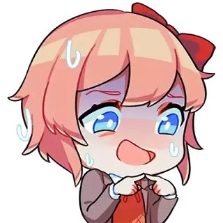 😅 Sayori Doki Doki Literature Club! 动漫, 可爱, 卡哇伊, 害羞, DDLC, 纱世里, 心跳文学俱乐部 whatsapp sticker