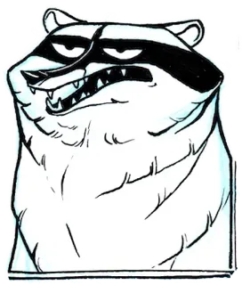 😑 raccoon, cartoon, animal, mascot telegram sticker