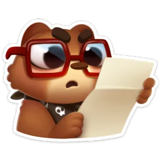 🤓 медведь, стикер, чтение, очки, мультфильм, персонаж whatsapp sticker