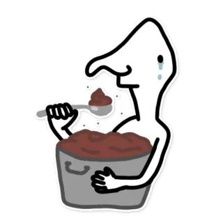 💩 еда, шоколад, десерт, плач, ест whatsapp sticker