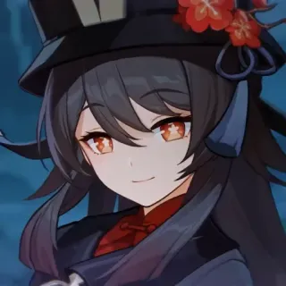 🙂 Hu Tao Genshin Impact Anime, Videospiel, Charakter, Hut, Lächeln whatsapp sticker