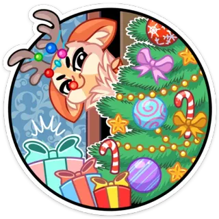 🎄 kerst, hert, vakantie, cadeau, feest, winter, boom, nieuwjaar telegram sticker